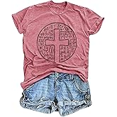 HQP Easter Shirts for Women He is Risen T-Shirt Christian Easter Short Sleeve Easter Gift Bible Verse Tee Tops