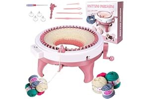 BUERKEO Knitting Machines, 48 Needles Knitting Machine with Row Counter, Smart Weaving Loom Round Spinning Knitting Machines, DIY Knitting Board Rotating Double Knit Loom Machine kit for Hat, Scarves, Gloves