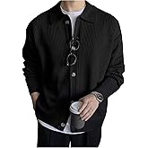 GORGLITTER Men's Lightweight Cardigan Oversized Button Down Collar Neck Knit Sweaters Casual Workout Tops