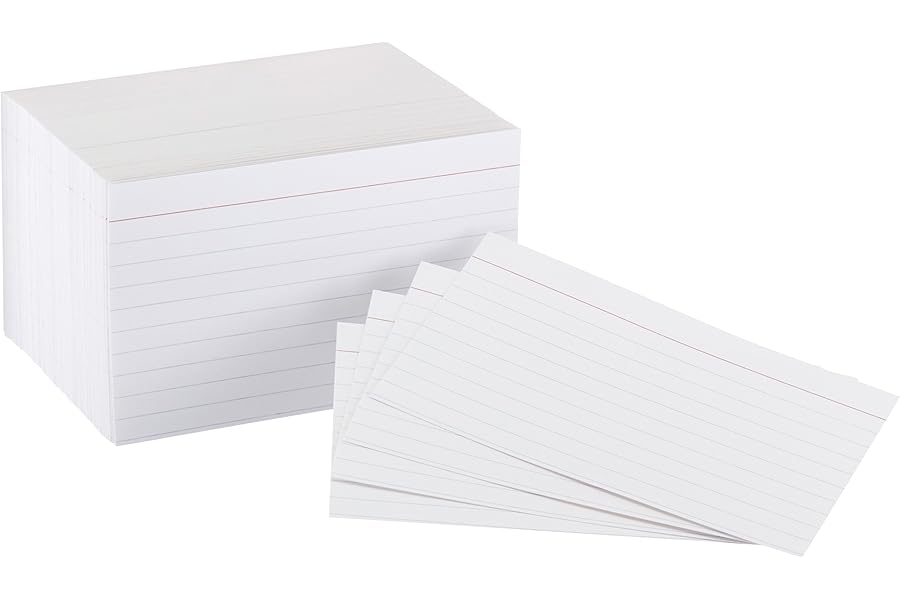 Amazon Basics Heavy Weight Ruled Index Cards for Studying and Note Taking, White, 3" x 5", 300 Count (Pack of 3)