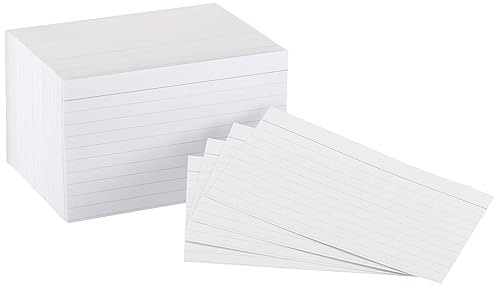 Amazon Basics Paper Flash Ruled Index Note Cards, Heavy Weight, White, 3 x 5 Inch Card, 300 Count, 100 Pack of 3