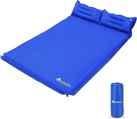 Amazon Com Youkada Sleeping Pad Foam Self Inflating Camping Mat For Backpacking Sleeping Pad Double Sleeping Mat Camping Pad 2 Person Camping Mattress With Pillow For Hiking Camping Gear Blue Large Kitchen Dining