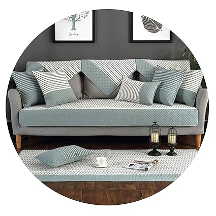Amazon Com Modern Style White Green Striped Quilted Cotton Sofa