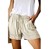 Wielsscca Womens Drawstring Shorts Summer Elastic Waist Casual Lightweight with Pockets