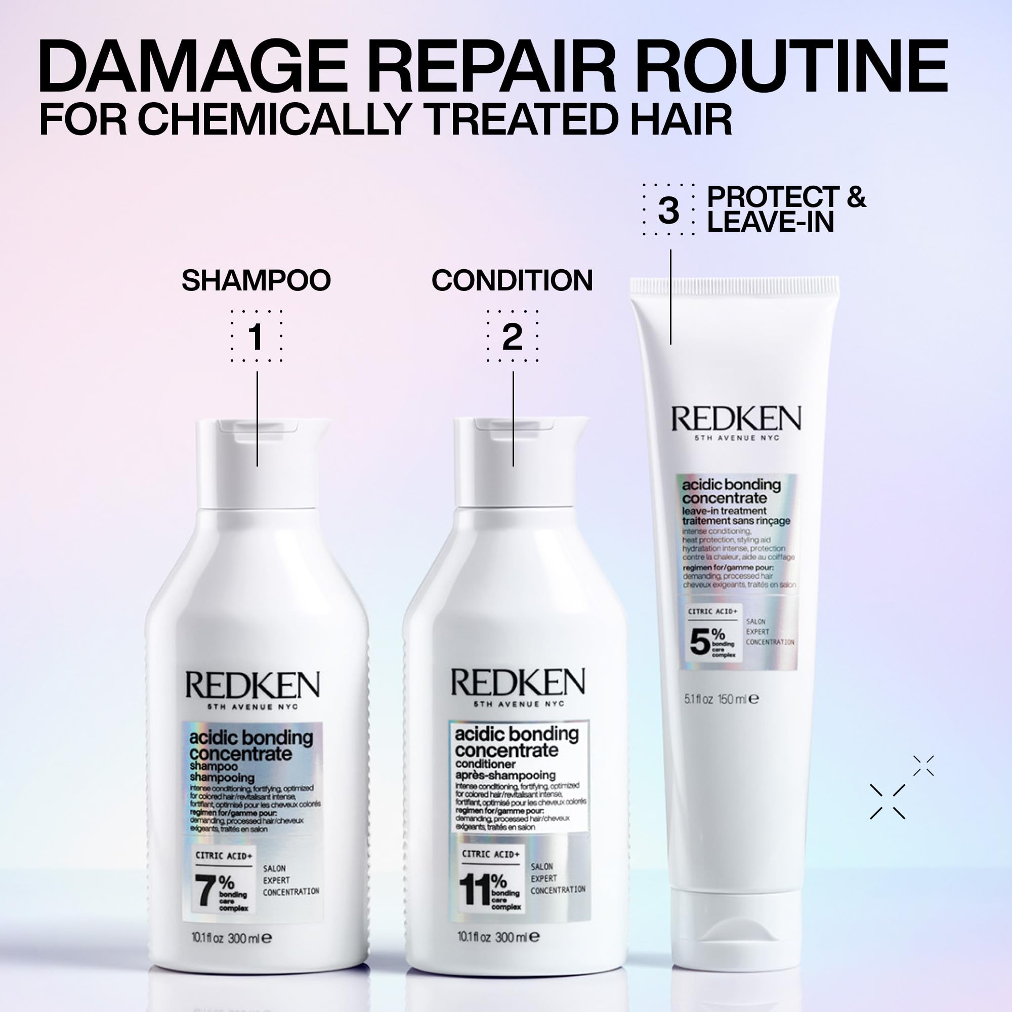 Redken Acidic Bonding Concentrate Shampoo For Damaged Hair Repair - Strengthens and Repairs Weak and Brittle Hair, Sulfate-Free, With Citric Acid
