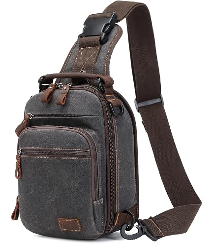 GM Genuine Leather Men's Mono Shoulder Bag With 4 Travel Pouches – Brown Or Black, 36cm