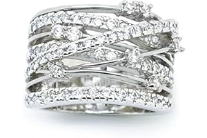 Psiroy Engagement Rings for Women, 2 Tone Intertwined Crossover Statement Cubic Zirconia Wedding Anniversary Ring Fashion Jewelry