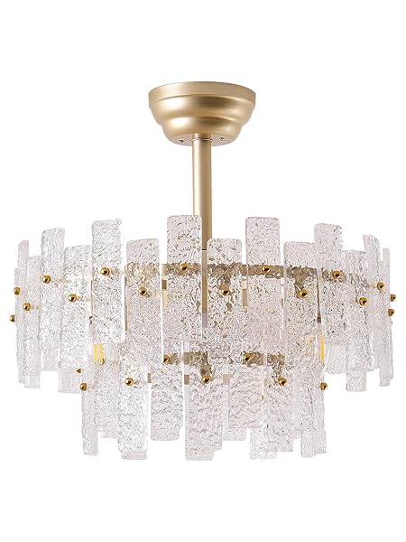 CELAVIEIOP 20″ GOLD FANDELIER CEILING FAN WITH LIGHT,GOLD CRYSTAL CHANDELIER CEILING FANS WITH LIGHTS AND REMOTE CONTROL,MID-CENTURY MODERN CAGED WITH 6 SPEEDS FOR LIVING ROOM BEDROOM NURSERY