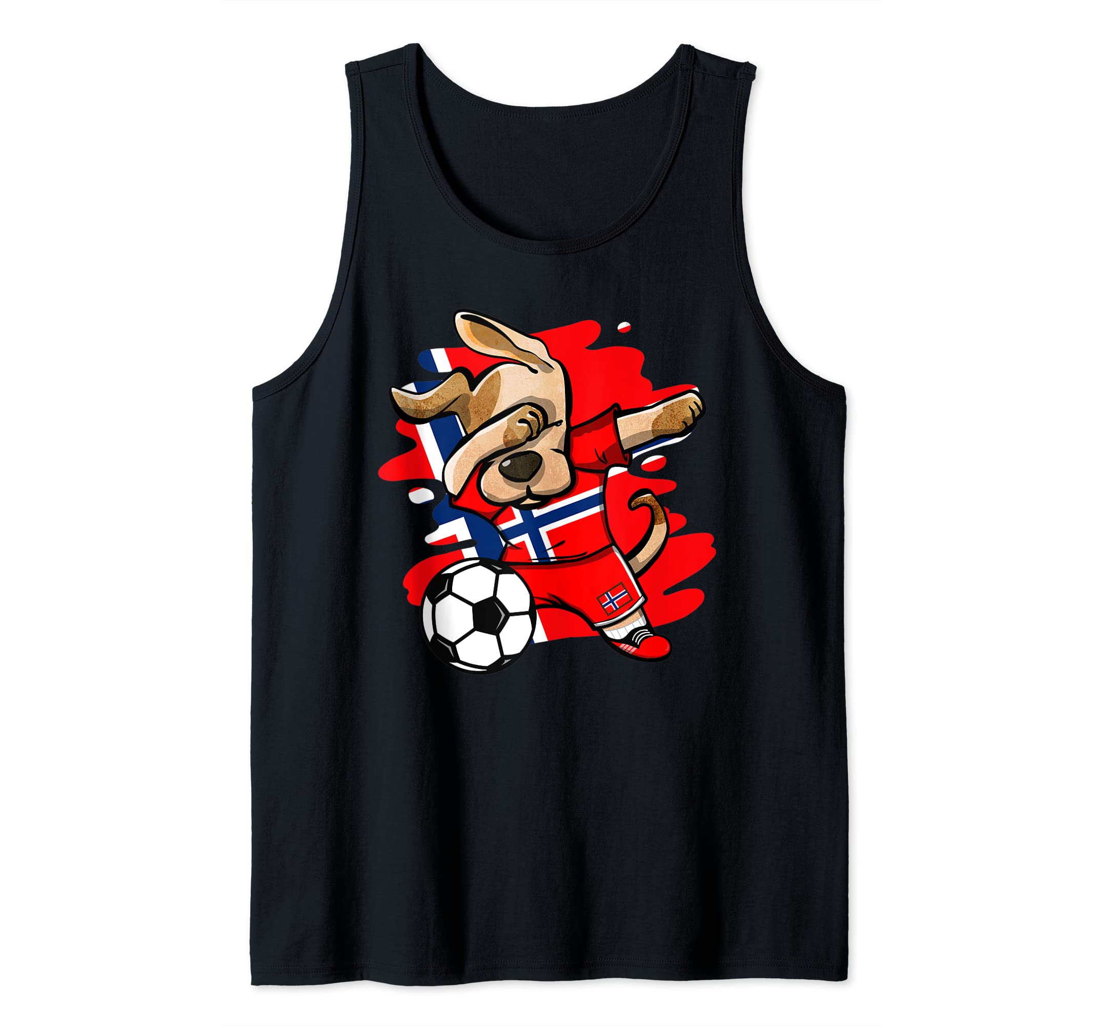 Dabbing Dog Norway Soccer Fan Jersey Norwegian Flag Football Tank Top