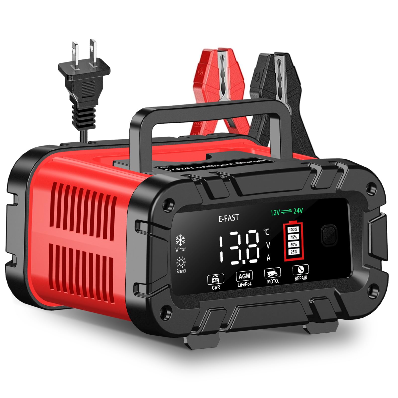 Photo 1 of ** SOLD AS IS, NO REFUND/RETURN** SEE COMMENTS!
E-FAST Battery Charger 0-20A 12/24V Lifepo4 Lead Acid Automatic Smart Car Battery Charger, Trickle & Pulse Repair, Automobile Battery Maintainer for Car Truck Motorcycle Lawn Mower Boat