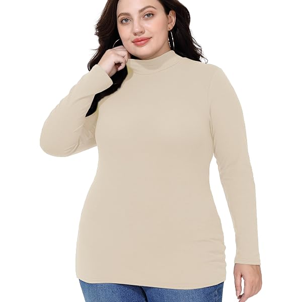 CARCOS Women's Plus Size Glitter Turtleneck Top – Long Sleeve Mock Neck Tunic For Fall & Winter - View #2