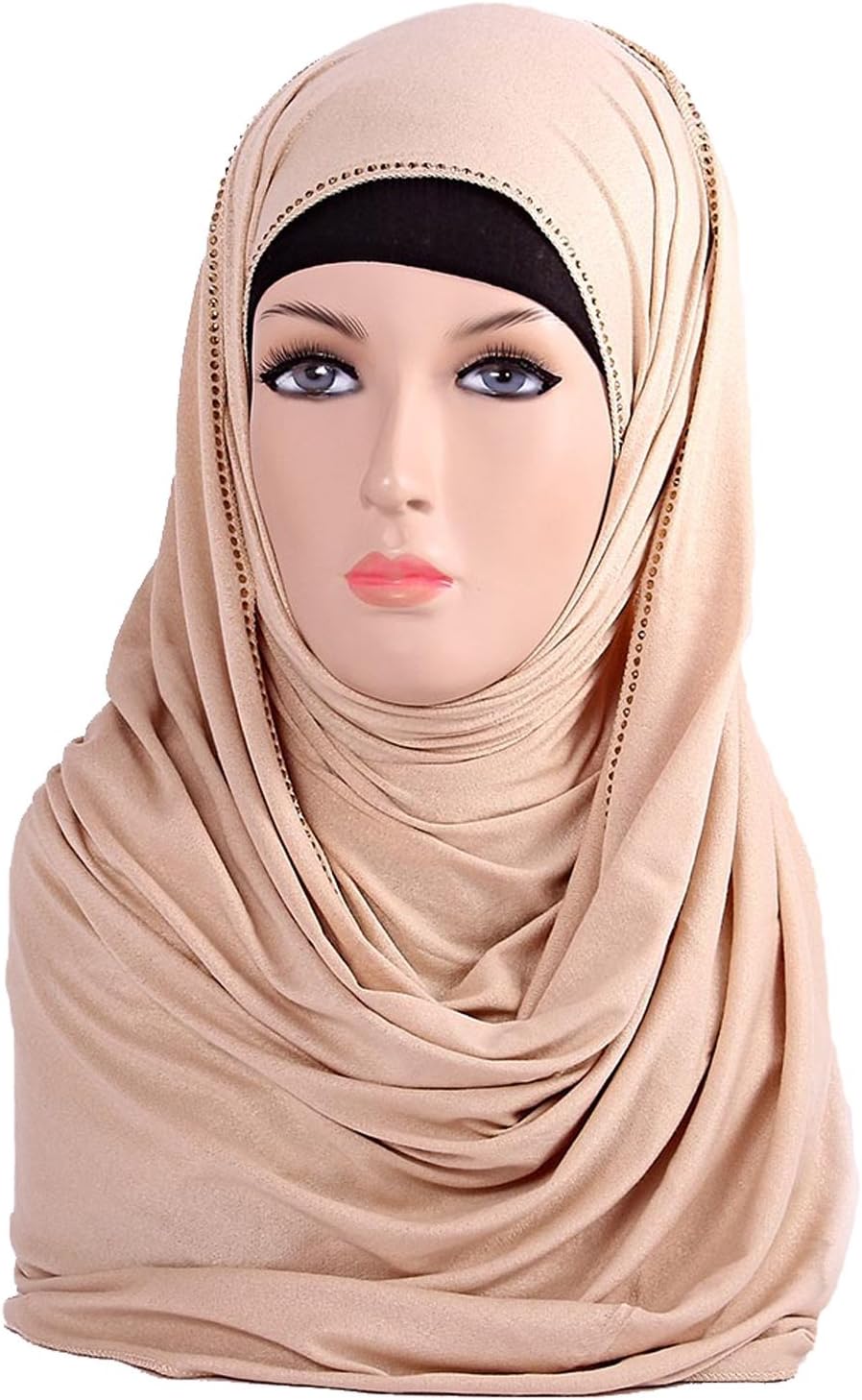 Kashkha Italian Jersey Cotton Hijab Scarf with Single Rhinestone Border