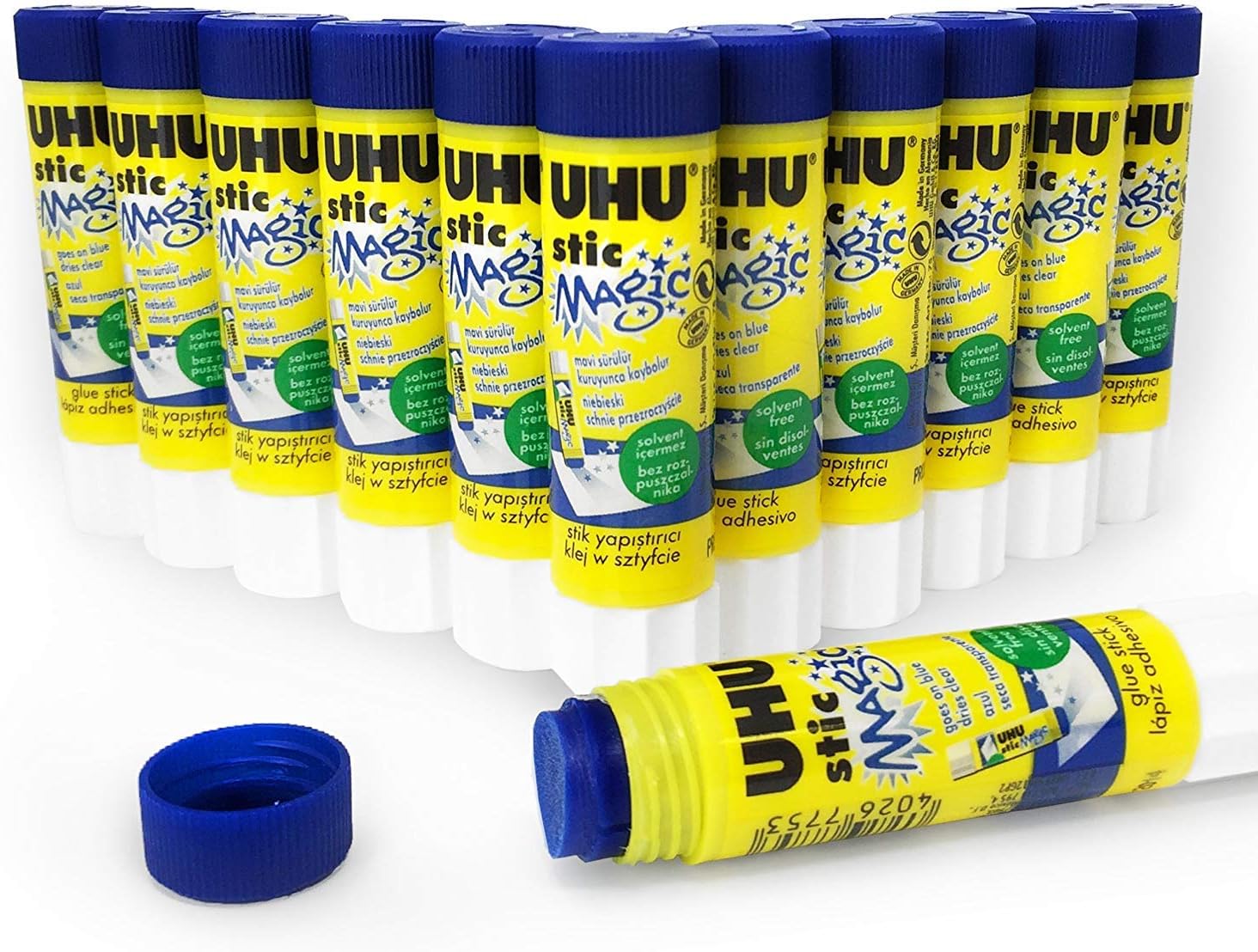 UHU Stic Magic Glue Stick Pack of 12 8.2g Solvent Free 3000688