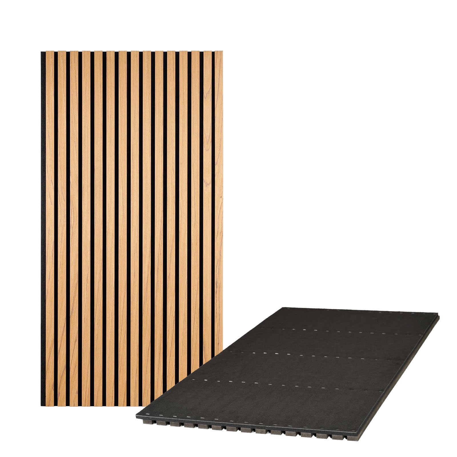Photo 1 of QUEENLINK Upgraded Wood Slat Wall Panels, 23.82" × 46.46" Soundproof Panels for Interior Wall Decor, 2 Pack Acoustic Panels for Wall - Sound Absorbing Wood Panels for Home, Studio, Office(Oak)