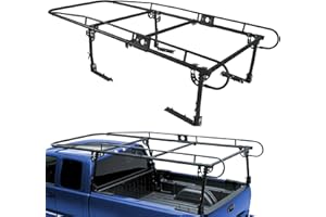 PARTREE 1000 LBS Adjustable Truck Ladder Rack Contractors Rack Truck Bed Shelf Pickup Side Bar Long Cab Heavy Duty Steel Lumber Utility Kayak Rack (Ship by 2 Packages)