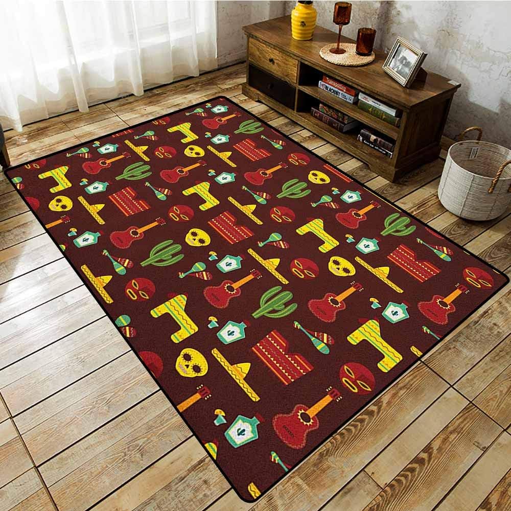 Indoor/Outdoor Rug，Mexican，Pattern with Traditional Cultural Elements
