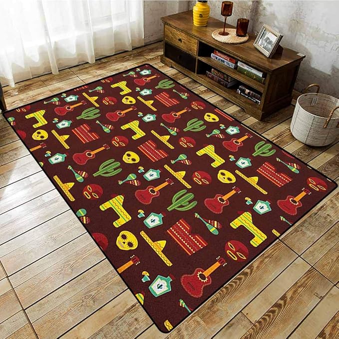 Indoor/Outdoor Rug，Mexican，Pattern with Traditional Cultural Elements