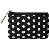 uekeboag Small Polka Dot Canvas Makeup Bag for Purses(01Black) | Portable Cosmetic Pouch with Zipper, Travel Organizer for Lipstick , brushes and small cosmetic