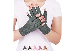 DISUPPO Arthritis Compression Gloves Relieve Pain from Rheumatoid, RSI,Carpal Tunnel, Hand Gloves Fingerless for Computer Typing and Dailywork, Support for Hands and Joints (M, Grey)