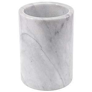 Creative Home 84046 Natural Marble Tool Crock Utensil Holder 5" Diam. x 7" H White