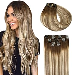 SURNEL Clip in Extensions Real Human Hair Balayage