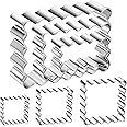 6Pcs Rectangle Scalloped Edge Cookie Cutter Set Rectangle Cookie Cutter Stainless Steel Rectangle Biscuit Molds Rectangle Pastry Fluted Edge Cutters, 0.8 Inch Depth