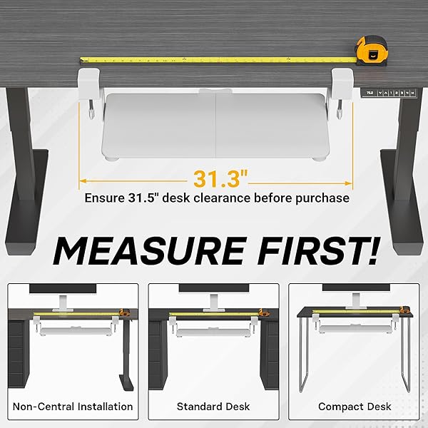 BONTEC KMT01 UNDER DESK KEYBOARD TRAY, PULL-OUT KEYBOARD & MOUSE PLATFORM WITH C-CLAMP, 25.6 X 11.8 IN SPACE-SAVING ERGONOMIC SLIDE-OUT DRAWER, WHITE