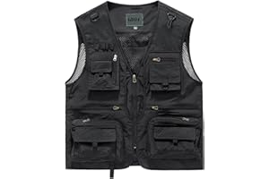 IBIH Mens Outdoor Sleevelsee Jacket Breathable Quick-Dry Fishing Vest Work Camping Hiking Utility with 14-Pocket