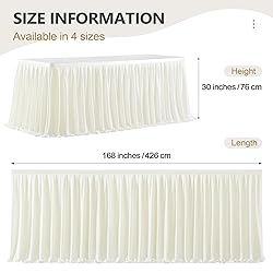 PARTISKY Light Ivory Pleated Ruffle Table Cloth for