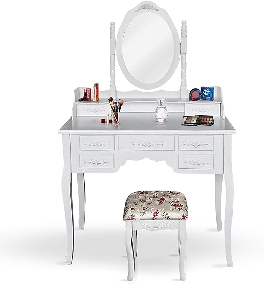 white wooden dressing table