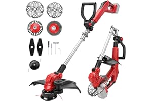 Cordless Grass Trimmer Compatible with Milwaukee 18V Battery, 5-in-1 Brushless String Trimmer, 180° Foldable 90° Adjustable C