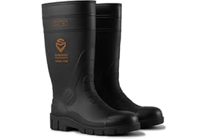 SUREWAY Steel Toe Rain Boots for Men, Knee High Waterproof Rubber Work Boots with Slip & Oil Resistant Outsole for Industrial, Construction, Agriculture