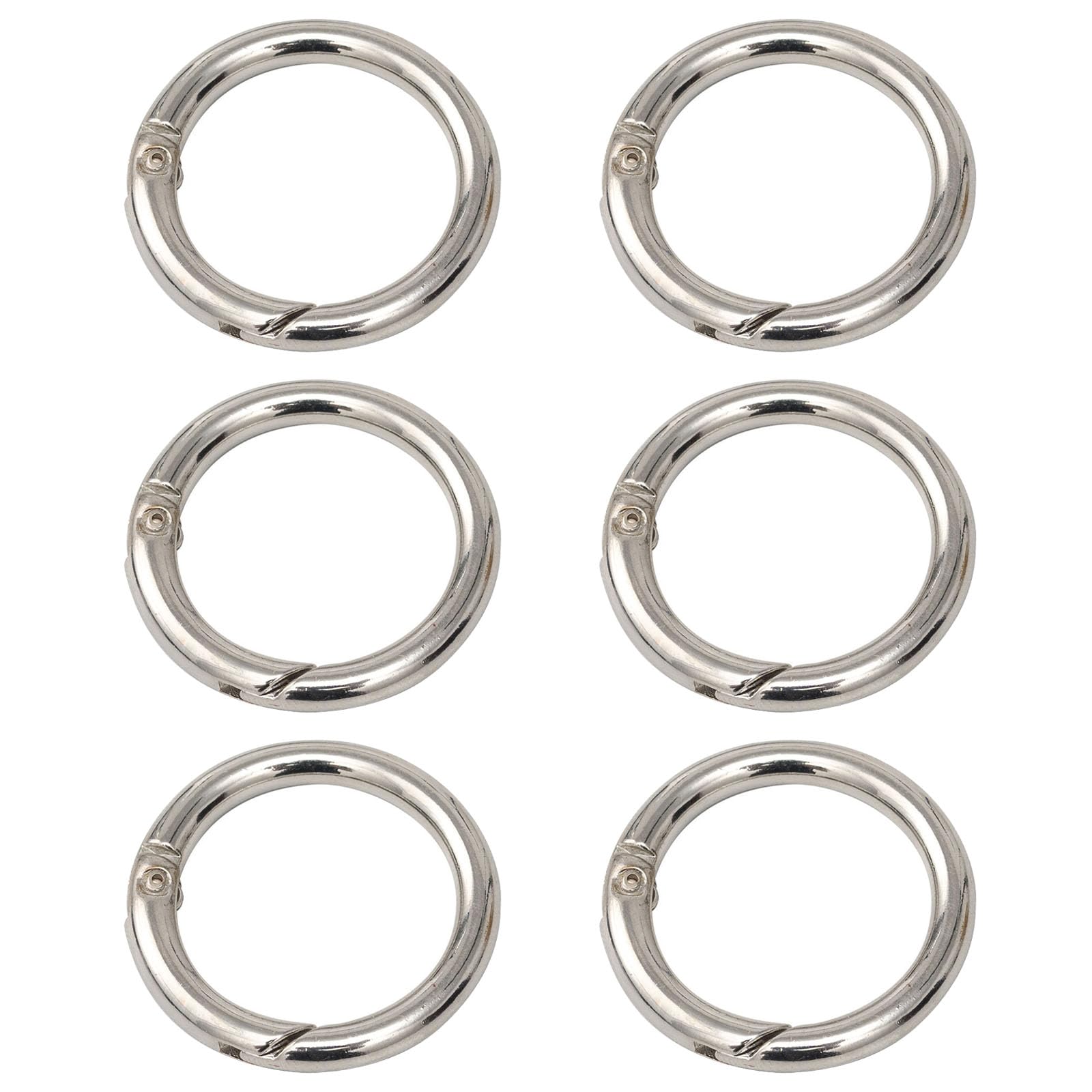 6Pcs High Strength Zinc Alloy Gate O Ring Rust-Proof Round Carabiner Clip Key Keychain Craft Spring Gate O Ring for Curtain Keychains(Silver)