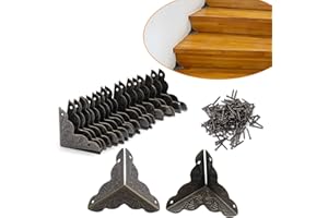 Olldag 36 PCS Stair Dust Inner Corners for Wooden Steps, 35mm Antique Decorative Corner for Jewelry Box, Vintage Edge Guard with Screws (Bronze)