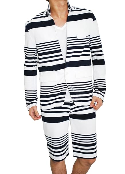 Amazon ロハス Lohas セットアップ メンズ ボーダー テーラード