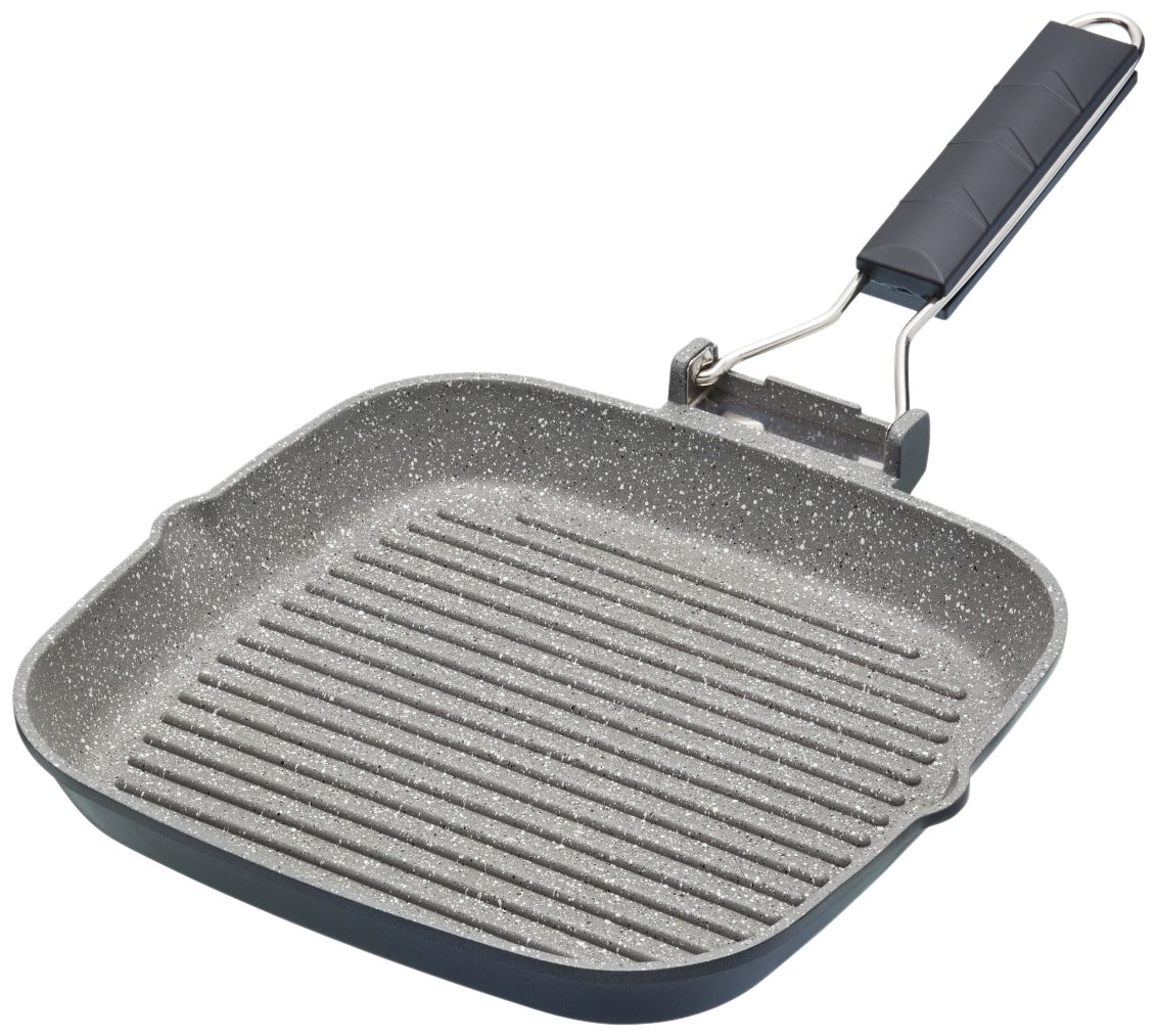 MasterClass NonStick InductionSafe Griddle Pan with Folding Handle, 20 cm (8"), Aluminium