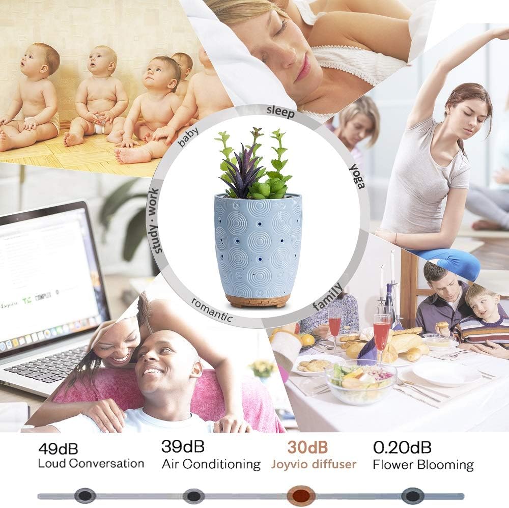 Essential Oil Diffuser, Artificial Succulent Plants Potted Diffusers for Essential Oils with 7 Colors LED Light,Ceramic Cool Mist Super Quiet Aromatherapy Diffuser for Home Office Bedroom: Kitchen & Dining