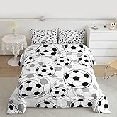 Feelyou Football Comforter Set Soccer Ball Sports Pattern Bedding Bed Set for Kids Boys Girls Sports Theme Comforter Inner Fill Ball Competition Games Quilt Set Bedroom Collection 2Pcs Twin Size