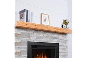 TECANA Fireplace Mantel 72 Inches - Rustic Floating Mantel Shelf - Solid Wood Mantel with Invisible Support Bracket - Wall Mantel Shelf for Farmhouse (72" L x 8" D x 5" H, Natural)