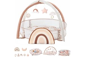 Crisschirs 6-in-1 XL Large Baby Gym & Ball Pit, Play Mat & Play Gym, Combination Baby Activity Gym with Milestone Cards for Sensory Exploration and Motor Skill Development, Balls are not Included