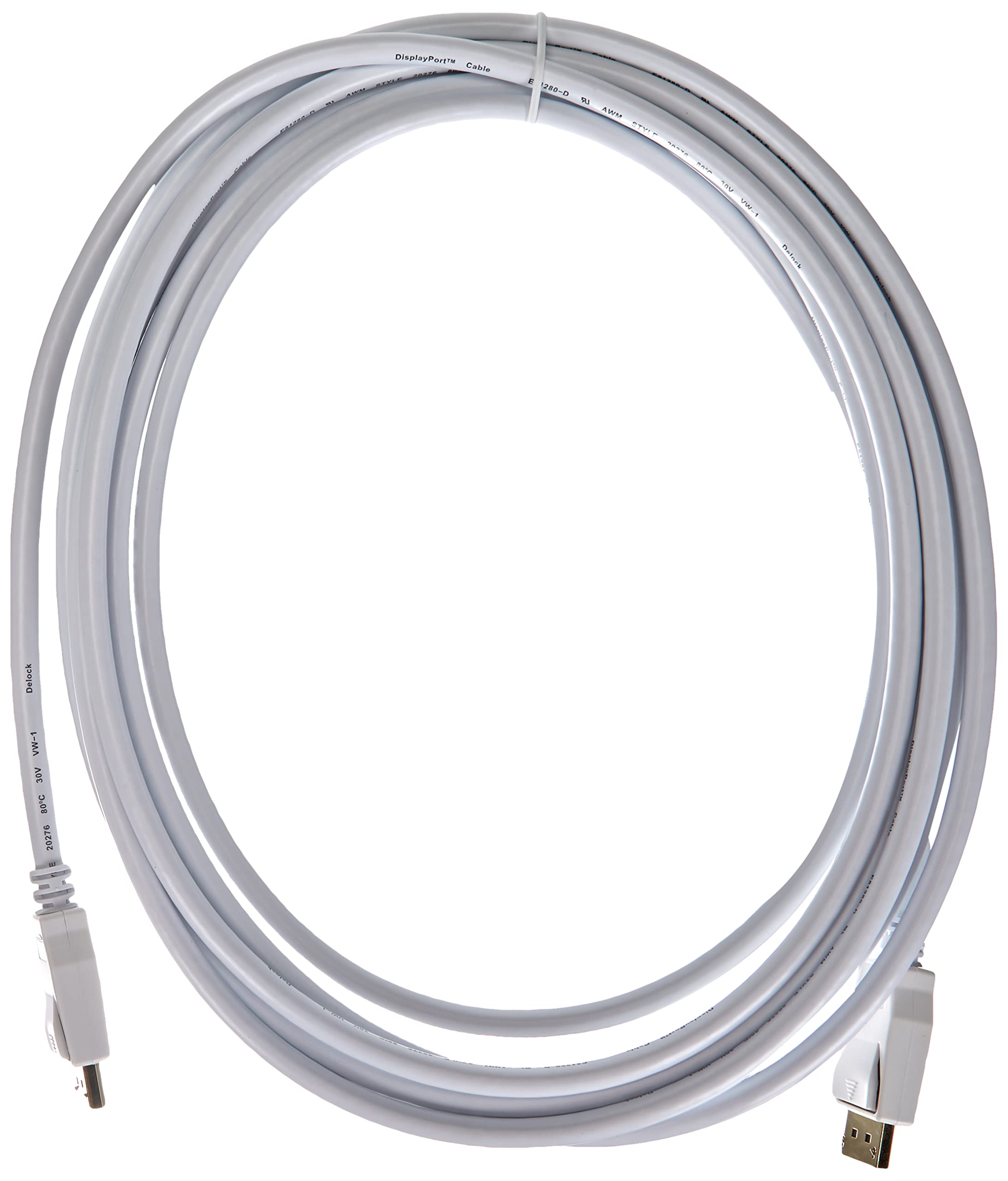 Displayport Cable Delock DP, DP St/St 5.00 m, white, 4K