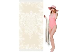 VIKUMOND Oversized Turkish Beach Towel Blanket XXL Cotton Sandproof Towels Boho Woven Extra Large Big Sand Free Giant Throw Thick Blankets Huge Quilt XL Picnic Camping Necessities Cloud For Adult Gifts