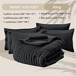 HYMOKEGE Black King Size Comforter Set Seersucker 7