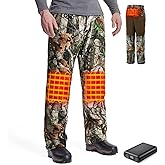 TIDEWE Hunting Pants Heated for Men with Battery Pack, Water Resistant Rechargeable Hiking Pants for Trekking Skiing Climbing