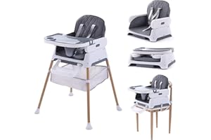 Hrusitoo 3 in 1 Baby High Chair, Booster Seat, Convertible Baby High Chairs for Babies and Toddlers, Adjustable Compact Infan