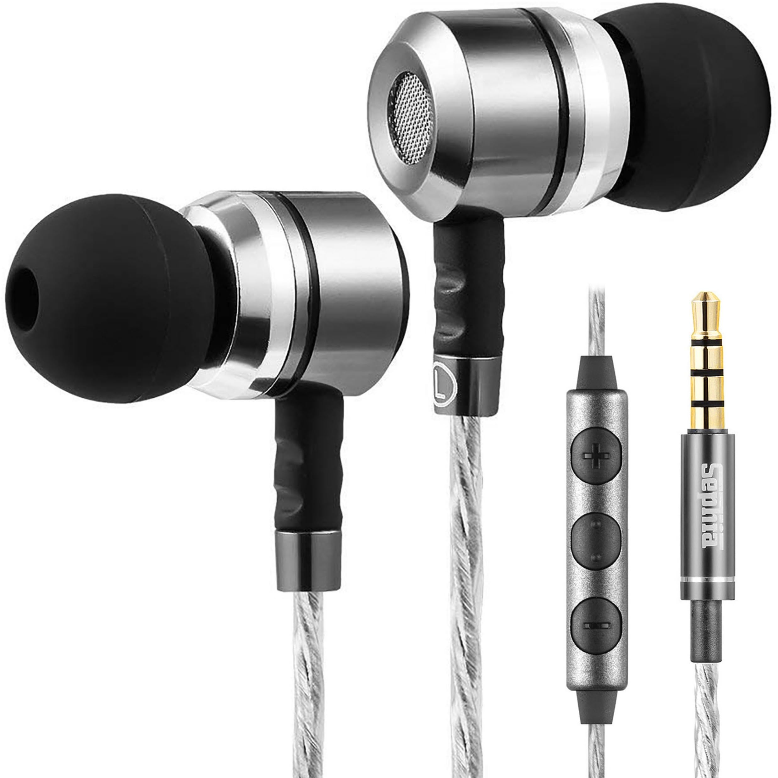 Sephia SP3060VC Wired Earbuds with Mic, in Ear Headphones with Deep Bass, Noise Isolating Earphones, 10mm Drivers, Tangle Free Cable, 3.5mm Jack
