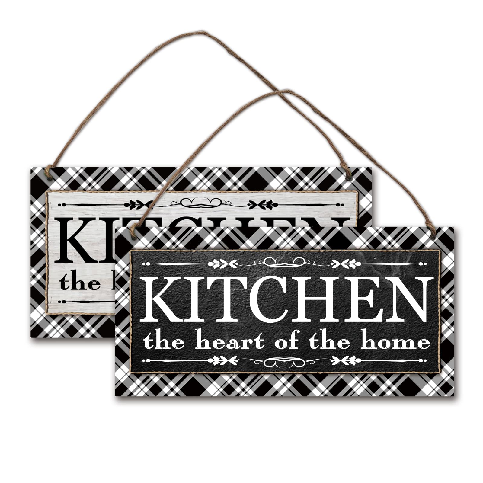 NBEADS Wooden Kitchen Sign Wall Decor, Rustic Farmhouse Wall Sign with Jute Twine, 30×15cm