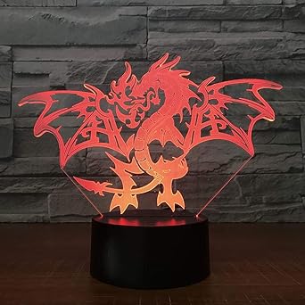 Werewtr Dragon De Feu 3d Led Lumiere 7 Couleurs Nuit Lampe Kid Cadeau Touch Led Led Table Usb Bebe Veilleuse Amazon Fr Luminaires Et Eclairage