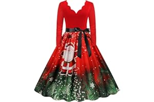 ZEFOTIM Christmas Dresses for Women 2024 Elegant Casual Long Sleeve Sleeveless Holiday Party Cocktail Ruffle Dress