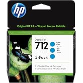 HP 712 Cyan 29-ml 3-Pack Ink Cartridges (3ED77A) for DesignJet T650, T630, T230, T210 &amp; Studio Plotter Printers